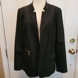 Chicos Black Blazer Open Front Career Work Jacket Size 1 Medium Contemporary